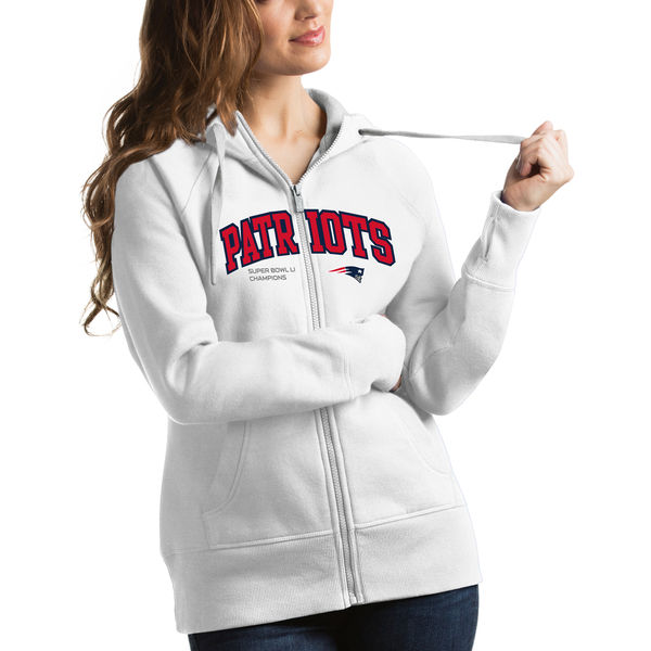 New England Patriots Antigua Women's Super Bowl LI Champions Victory Full-Zip Hoodie - White